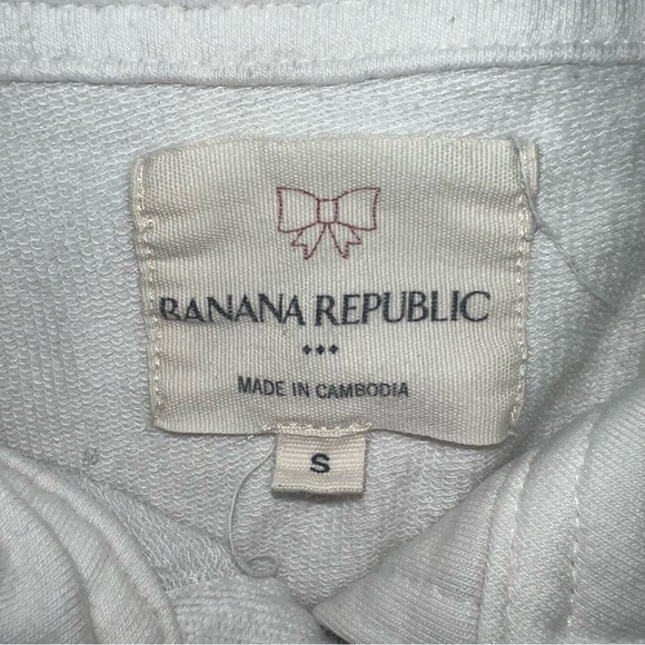 Banana Republic Womens Pocket Half Snap Pullover Hoodie White Small Athleisure - Picture 6 of 8